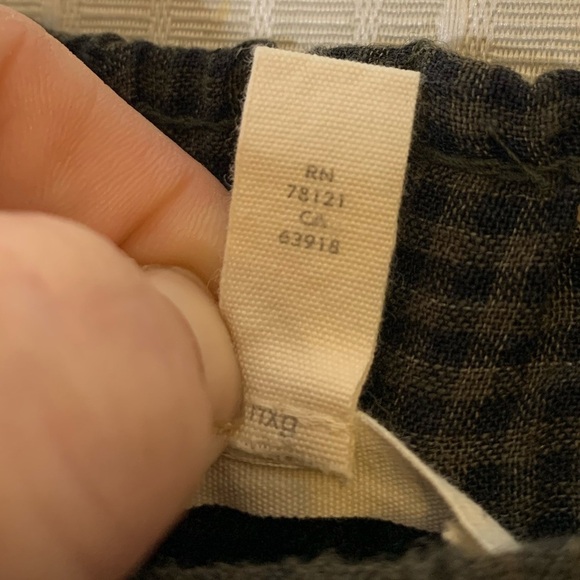 Eileen Fisher Organic Linen Loden Tapered Ankle Pant Size XS Green Black Plaid - Picture 6 of 6